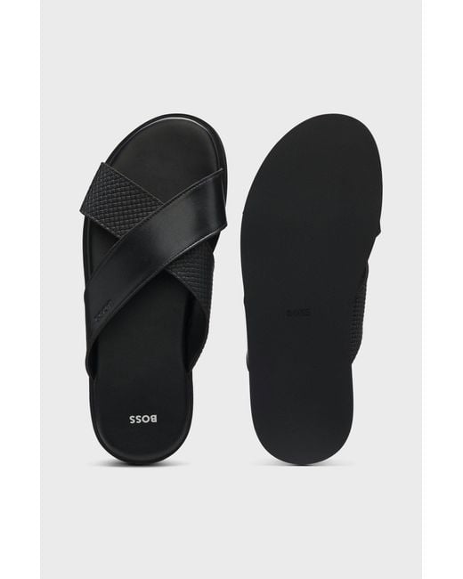 Boss Black Darrel Crisscross Strap Slides for men