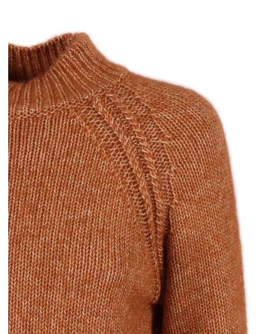 K-Way Brown Terry Mock-Neck Jumper