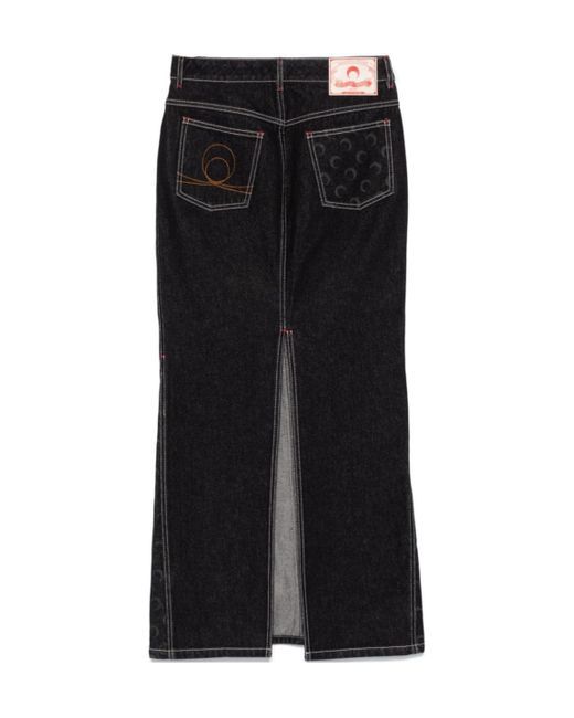 MARINE SERRE Black Crescent-Moon Maxi Skirt