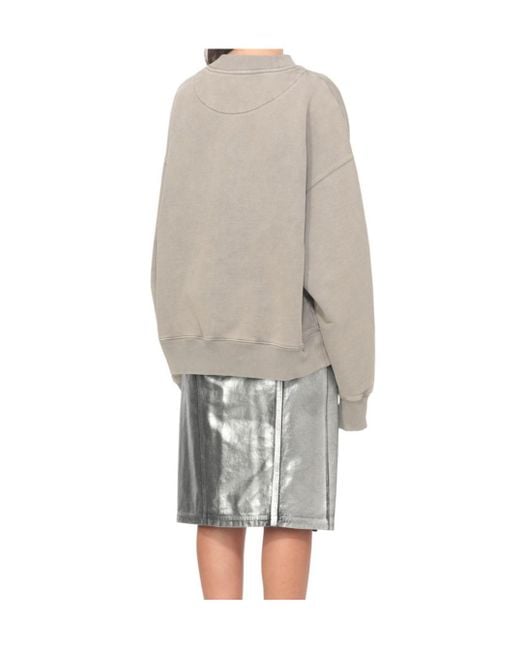 The Attico Gray The Logo Detailed Crewneck Sweatshirt