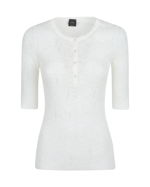 Pinko White Distressed Ripped-Detailed Top