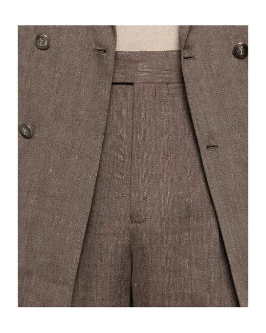 Brunello Cucinelli Brown Double-Breasted Suit for men