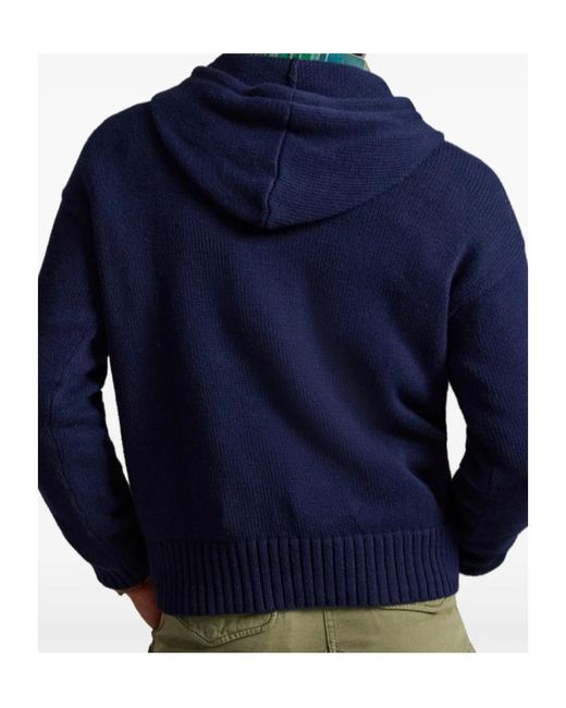Polo Ralph Lauren Blue Hooded Drawstring Jumper for men