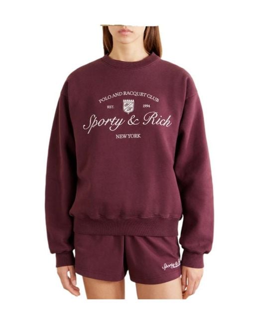 Sporty & Rich Red Crew Neck Pullover Hoodie