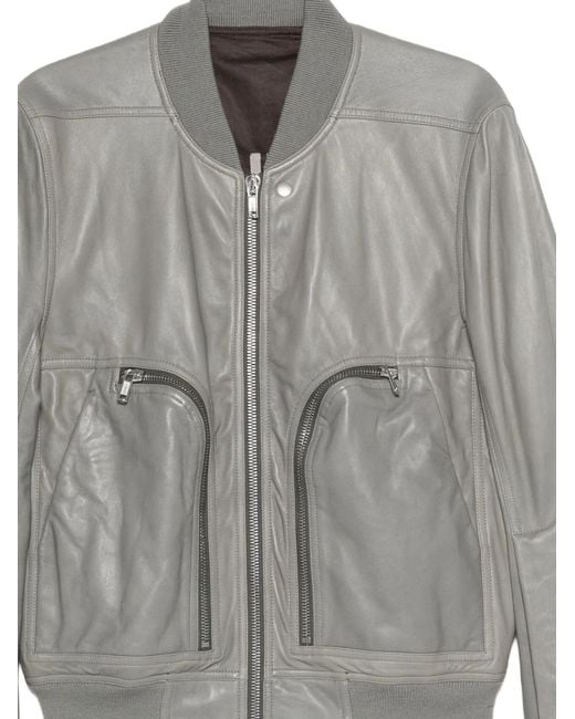 Rick Owens Gray Bauhaus Flight Leather Jacket for men