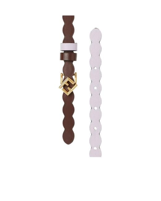 Fendi White Ff Diamonds Reversible Belt
