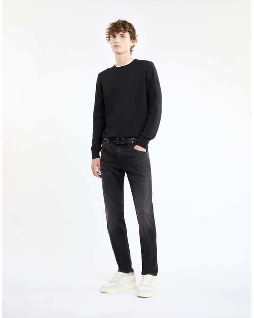 Fay Blue Ribbed Crewneck Sweater for men