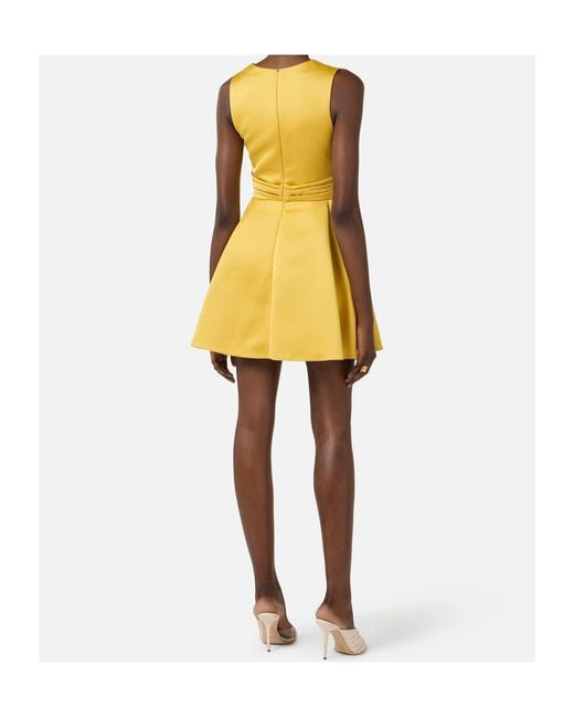 Elisabetta Franchi Yellow Duchess Satin Dress