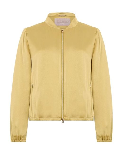 Herno Yellow Zip-Up Bomber Jacket