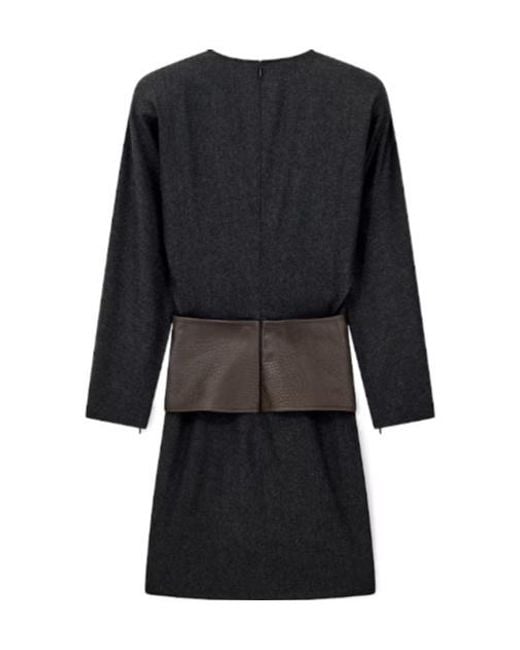 Emporio Armani Black Belted Long-Sleeve Midi Dress