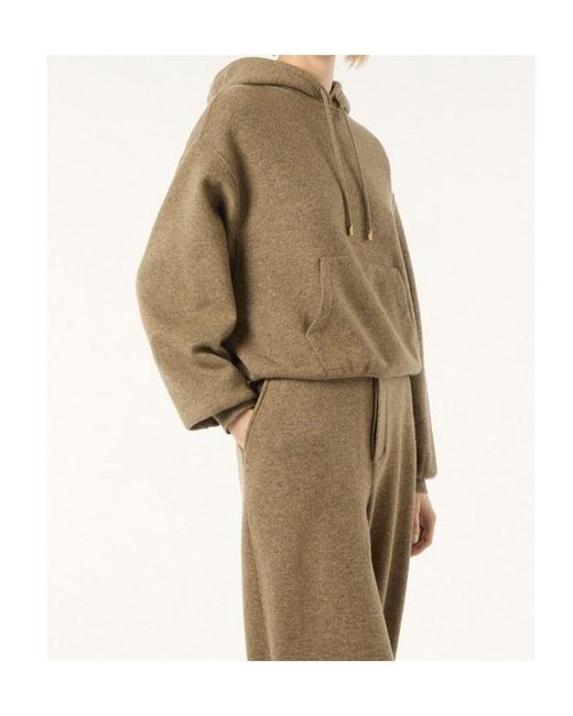 Loro Piana Natural Drawstring Knitted Hooded Jumper