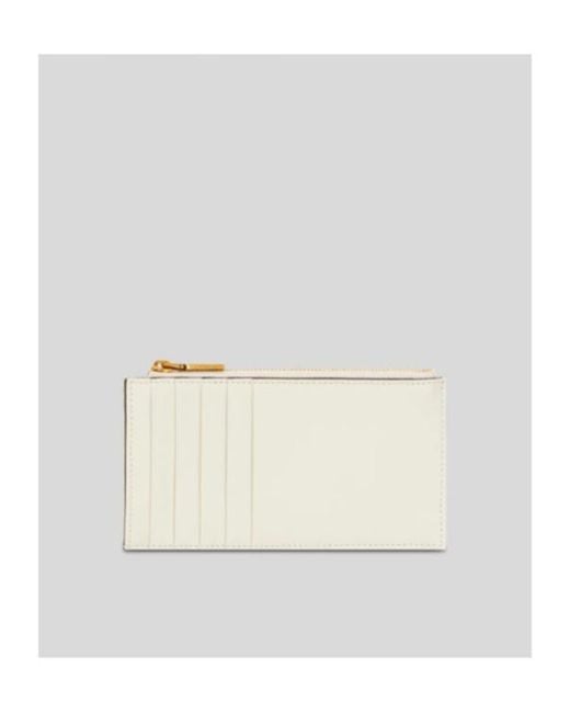Etro White Pegaso Zipped Card Holder