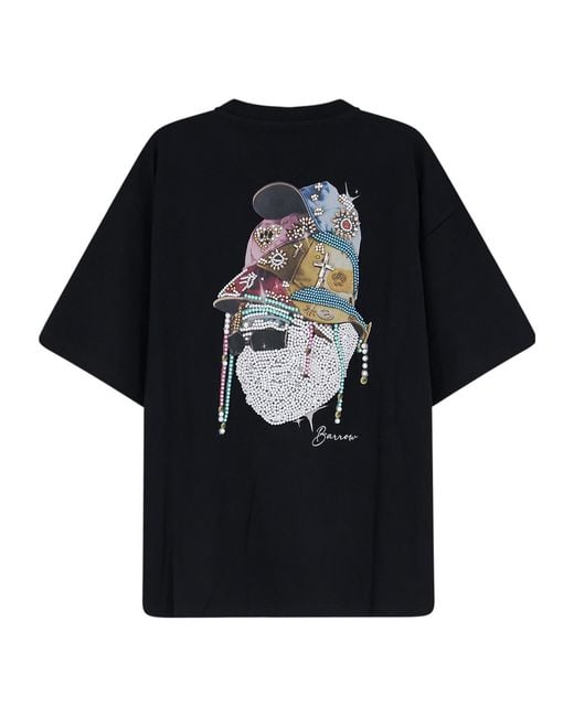 Barrow Black Crystal Graphic T-Shirt for men