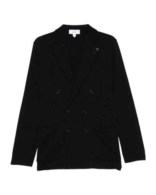 Lardini Black Double-Breasted Blazer for men