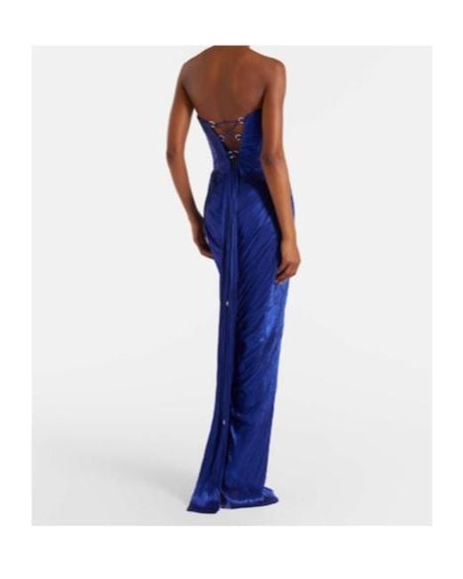 Maria Lucia Hohan Blue Stephanie Silk Tulle Bustier Gown