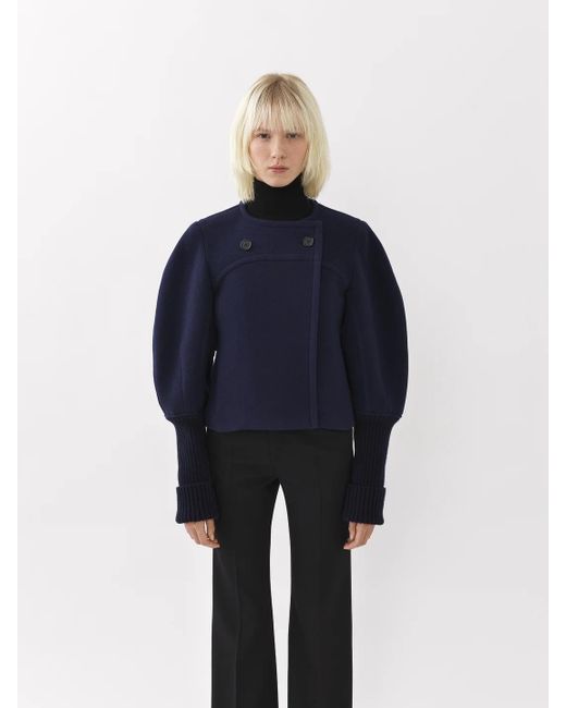 Chloé Blue Chloé Boxy Cropped Coat