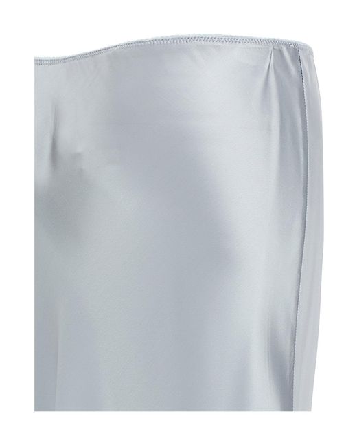 Fabiana Filippi Blue Satin Midi Skirt