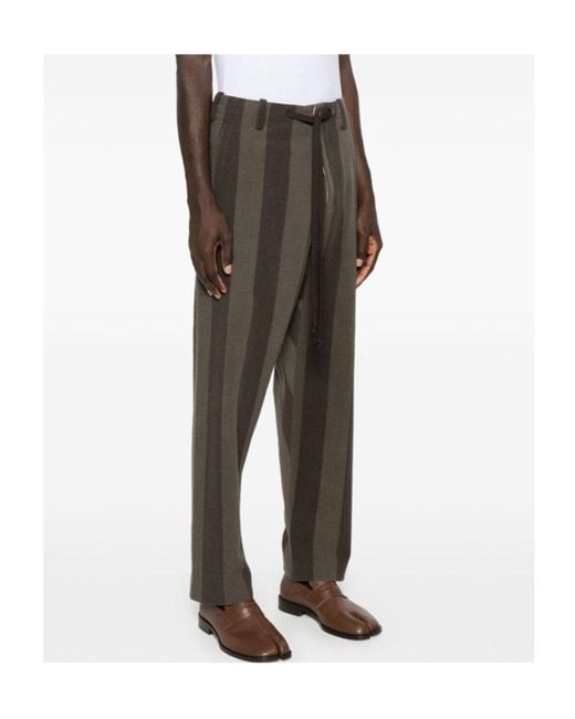Uma Wang Black Tapered Leg Striped Trousers for men