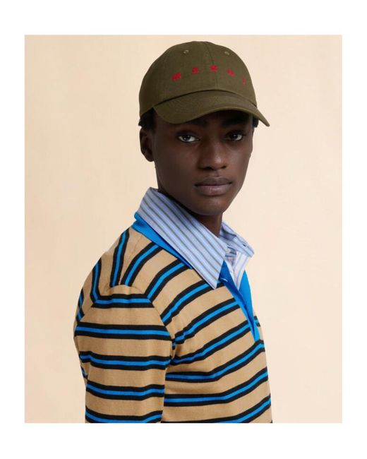 Marni Brown Logo Embroidered Curved-Peak Baseball Cap for men