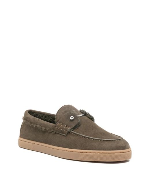 Christian Louboutin Brown Shearling-Trim Loafers