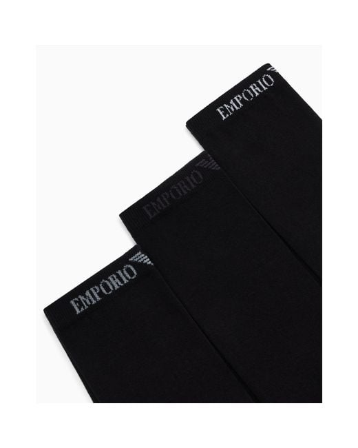 Emporio Armani Black Minimalist Mid-Calf Socks for men