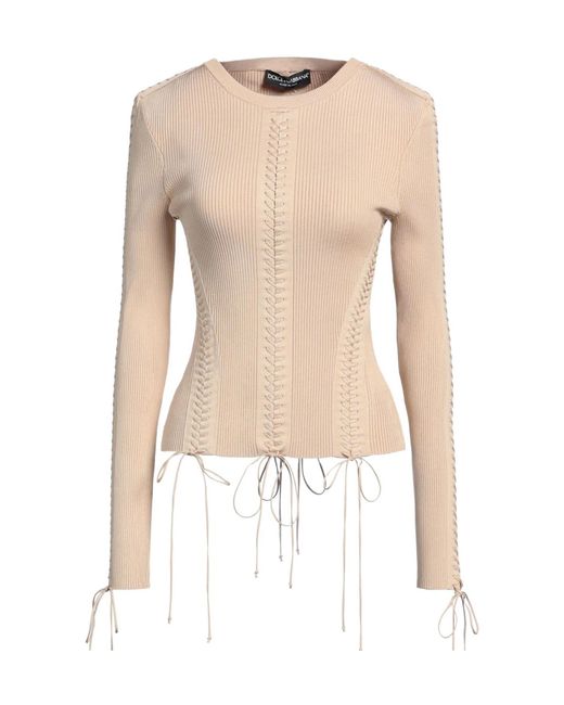 Dolce & Gabbana Natural Solid Crew Neck Knit Long Sleeve
