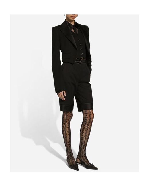 Dolce & Gabbana Black Cropped Gabardine Tuxedo Jacket