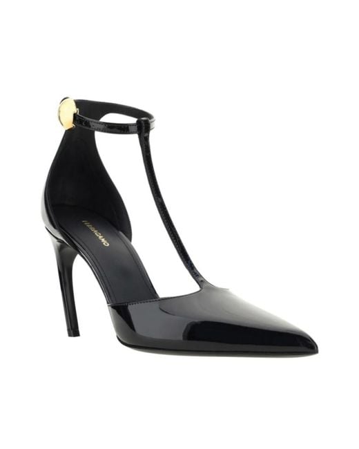 Ferragamo Black Ferragamo T-Strap Pointed-Toe Pumps