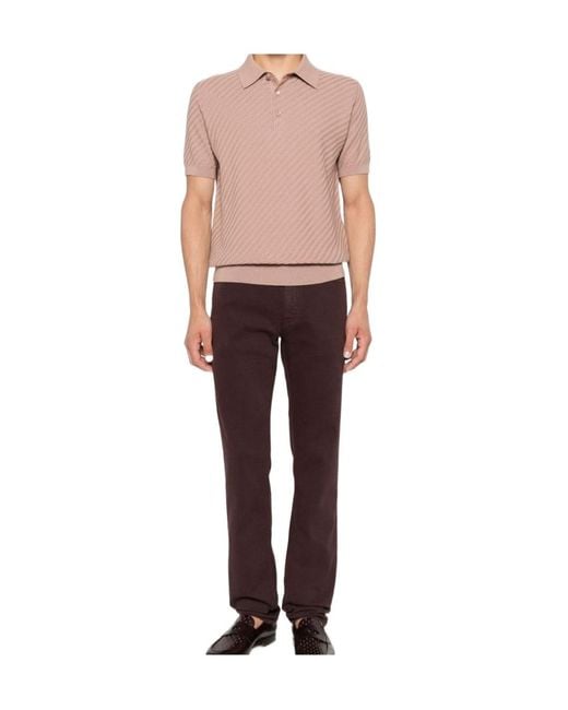 Brioni Pink Short-Sleeved Polo Shirt for men