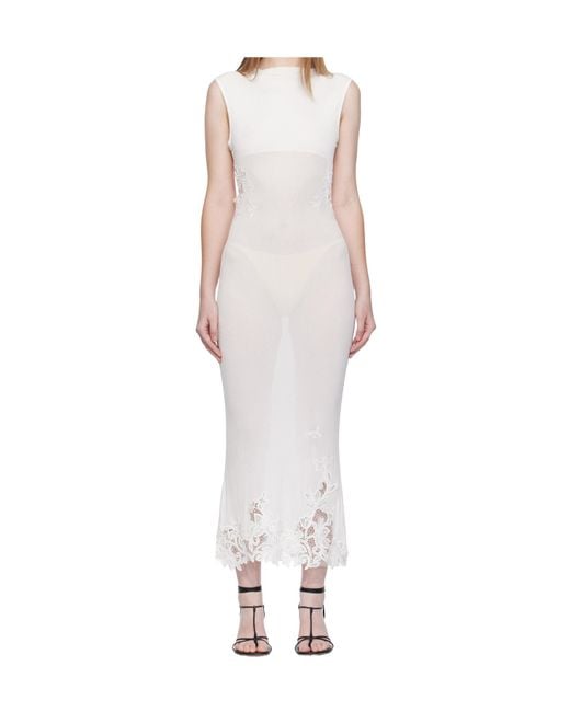 Christopher Esber White Lace-Insert Midi Dress