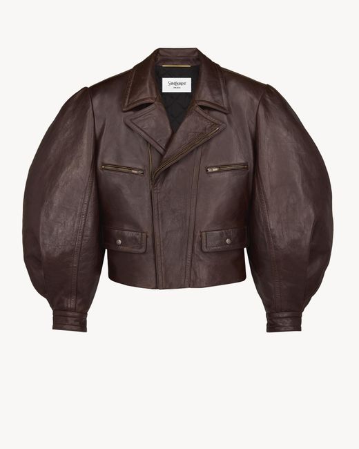 Saint Laurent Brown Balloon-Sleeve Jacket