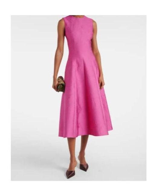 Emilia Wickstead Pink Mara Cloqué Cocktail Dress