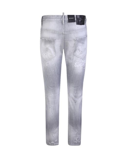 DSquared² Blue Embellished Distressed Skinny Jeans for men
