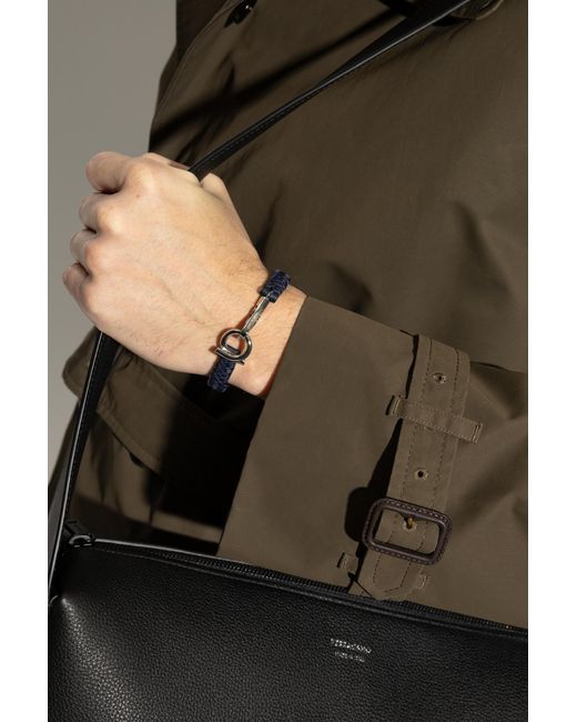 Ferragamo White Ferragamo Gancini Braided Bracelet for men