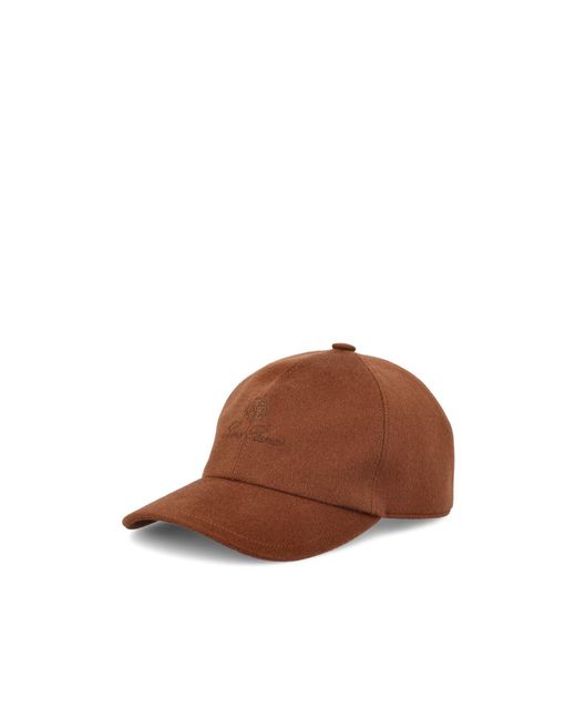 Loro Piana Brown Logo Embroidered Baseball Cap for men