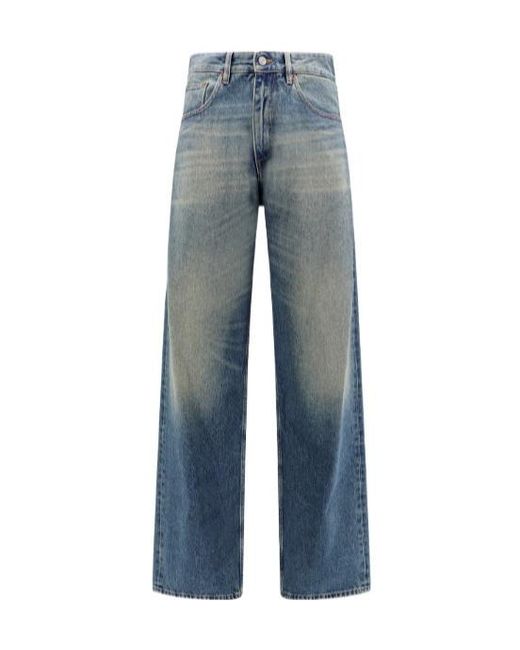 MM6 by Maison Margiela Blue Logo-Patch Wide-Leg Jeans for men