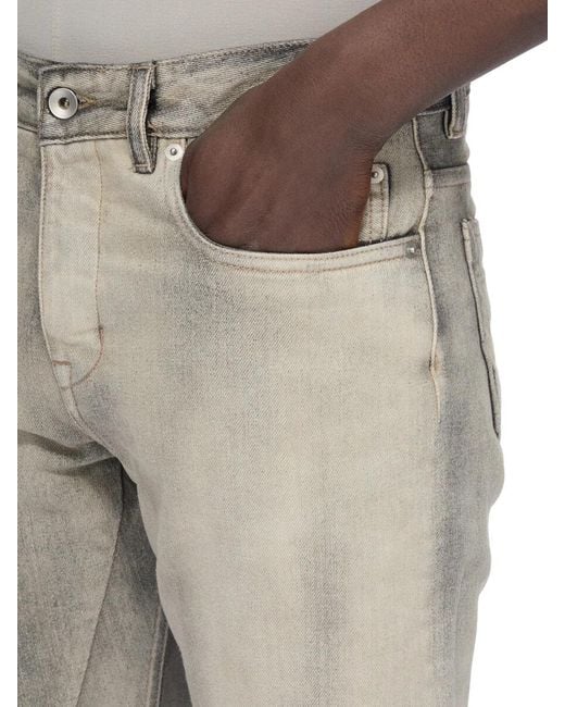 Rick Owens Gray Fog Cut Faded-Effect Jeans for men