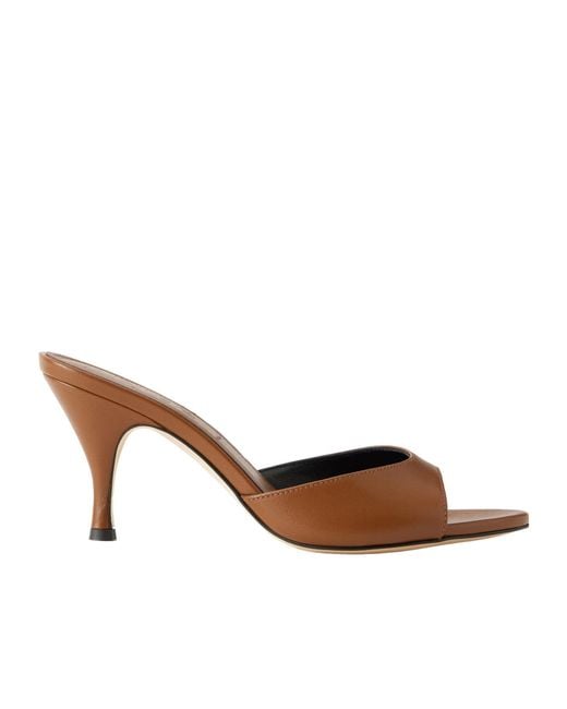 Aeyde Brown Solid Color Leather Mules