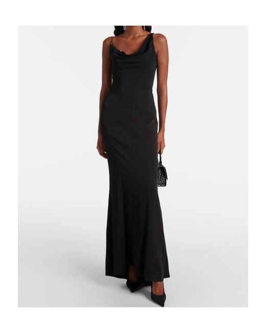 Mugler Black Asymmetric Crepe Dress Skirt