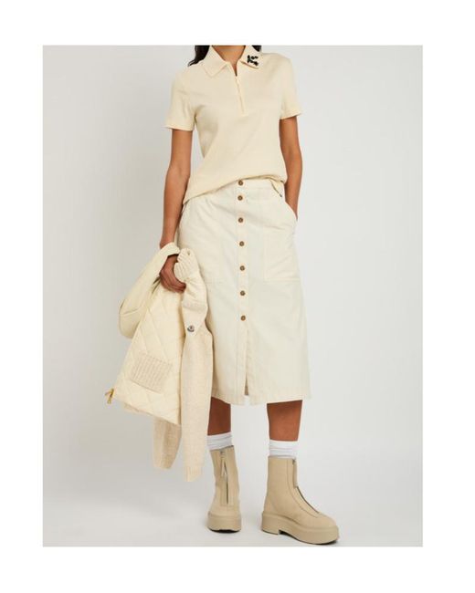 Moncler Natural Front Button Midi Skirt