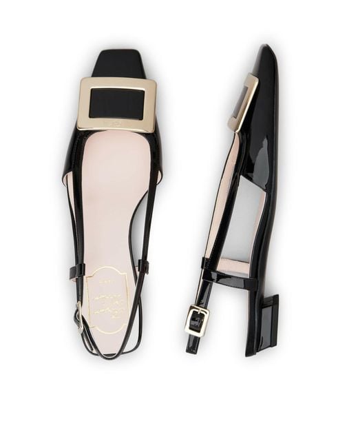 Roger Vivier Black Belle Vivier Slingback Flat Pumps