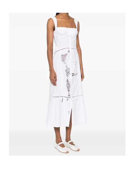 MARINE SERRE White Regenerated Unlined Midi Dress