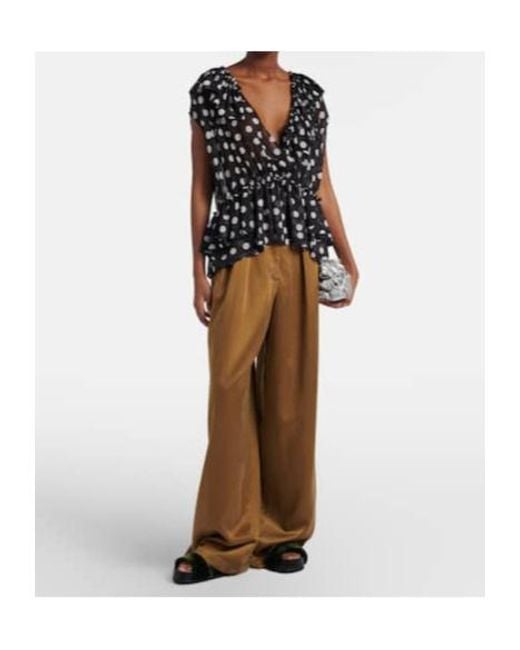 Dries Van Noten Black Polka-Dot Ruffled Top