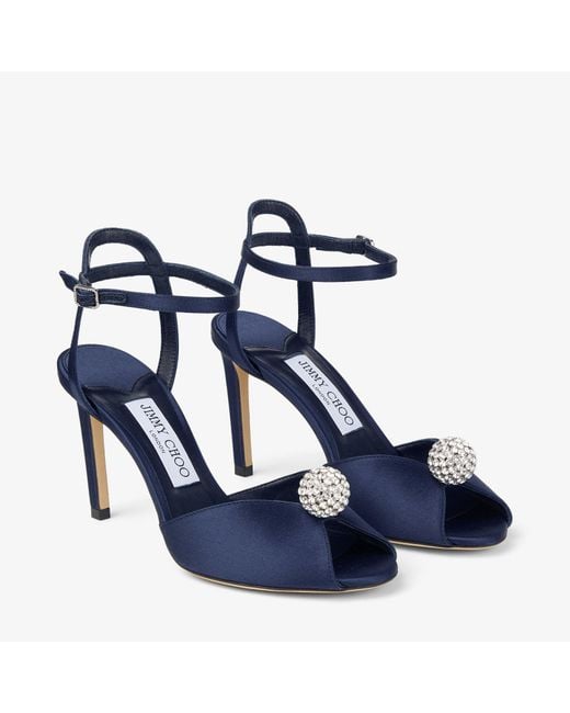 Jimmy Choo Blue Round-Toe High-Heeled Sandals