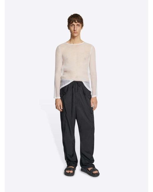 Dries Van Noten Gray Water Repellent Drawstring Cargo Trousers for men