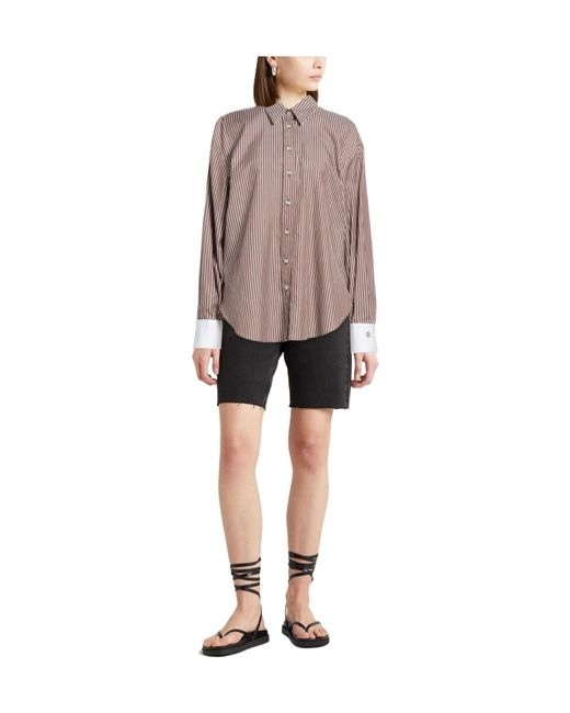 Brunello Cucinelli Brown Striped Shirts