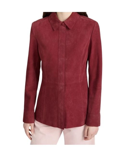 FRAME Red The Suede Shirt