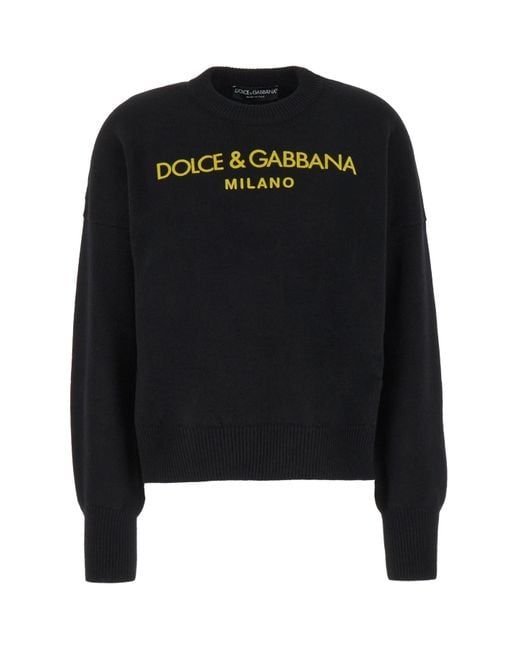 Dolce & Gabbana Black Logo Printed Knit Jumper