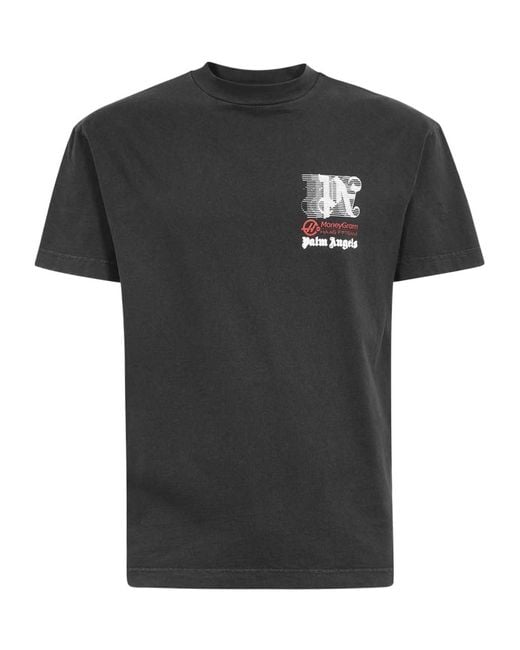 Palm Angels Black X Haas Racing-Printed Crewneck T-Shirt for men