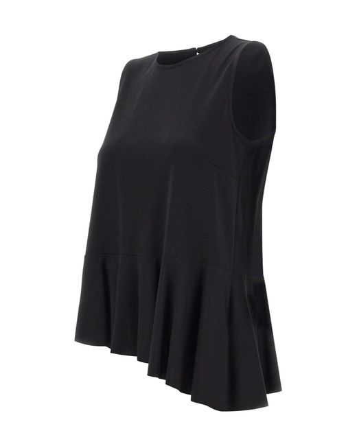 Kaos Black Asymmetric Ruffled Sleeveless Top